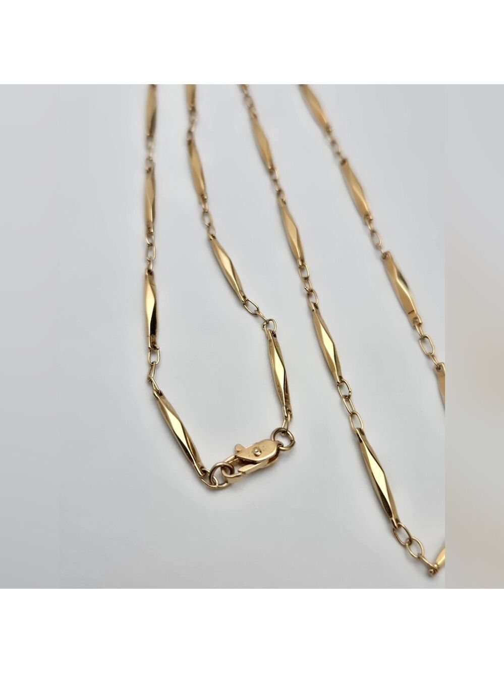 Gold Tone Bar Chain Necklace Classic Minimalist Fashion Jewelry 23''